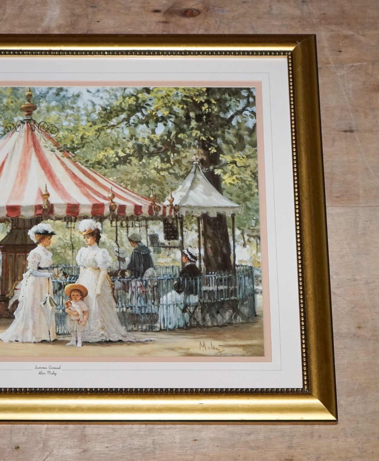 VINTAGE VICTORIAN STYLE PRINT ''SUMMER CAROUSEL'' BY ALAN MALEY 64 X 79 CM