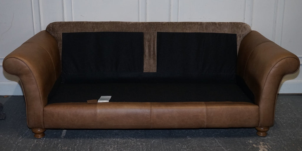 VINTAGE ALEXANDER & JAMES BLAKE 3 SEATER LEATHER & FABRIC SOFA RRP £2,240