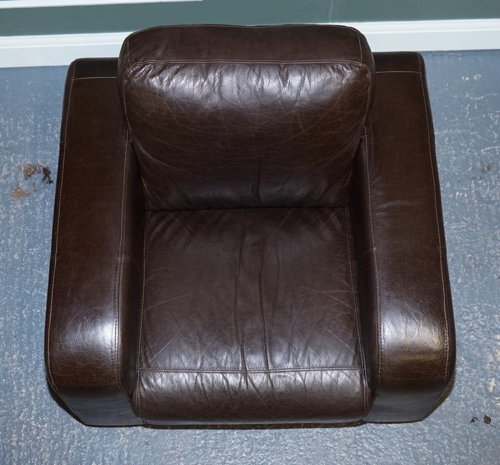 VINTAGE PAIR OF CHOCOLATE BROWN LEATHER ARMCHAIRS BY SOFITALIA