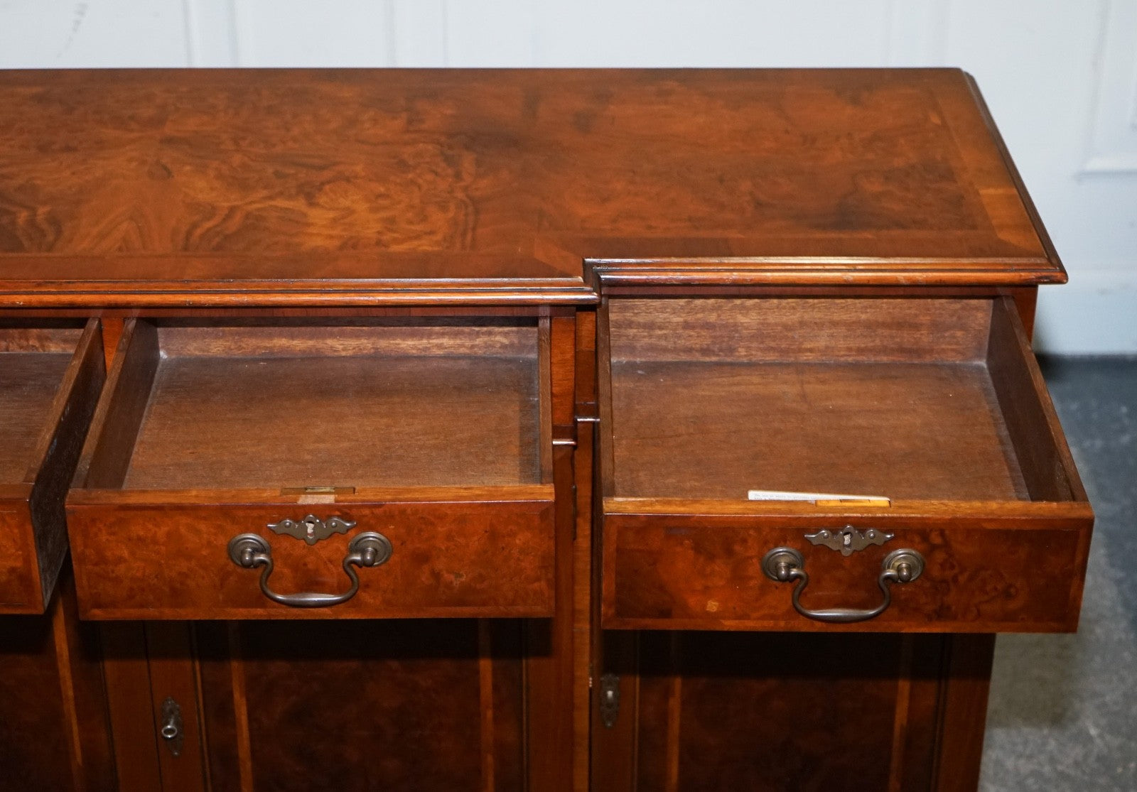 VINTAGE BURR WALNUT SIDEBOARD MADE BY JAN SMITH BRIGHTON