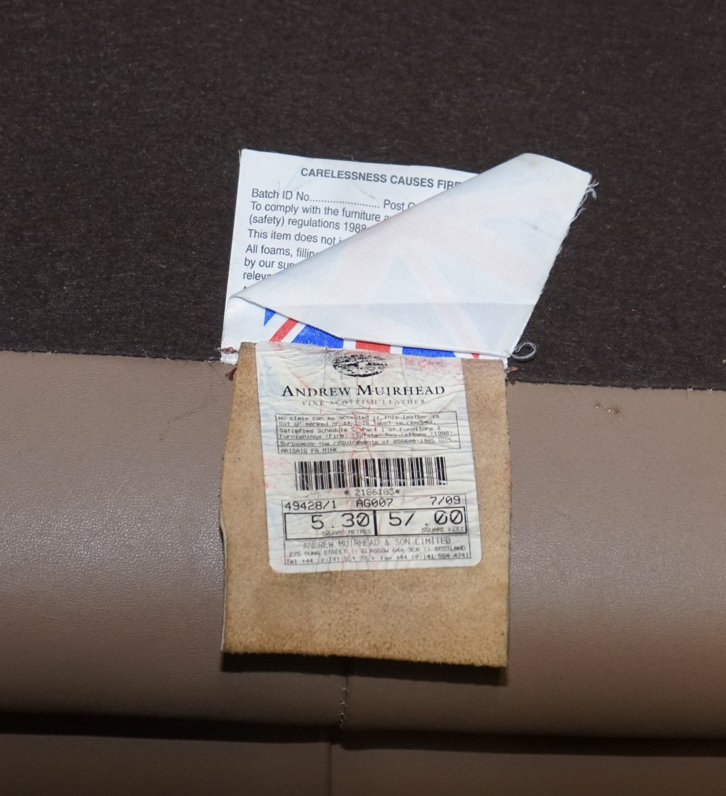 VINTAGE CHESTERFIELD ANDREW MUiRHEAD TAN LEATHER TUB TWO SEATER SOFA STUD DETAIL