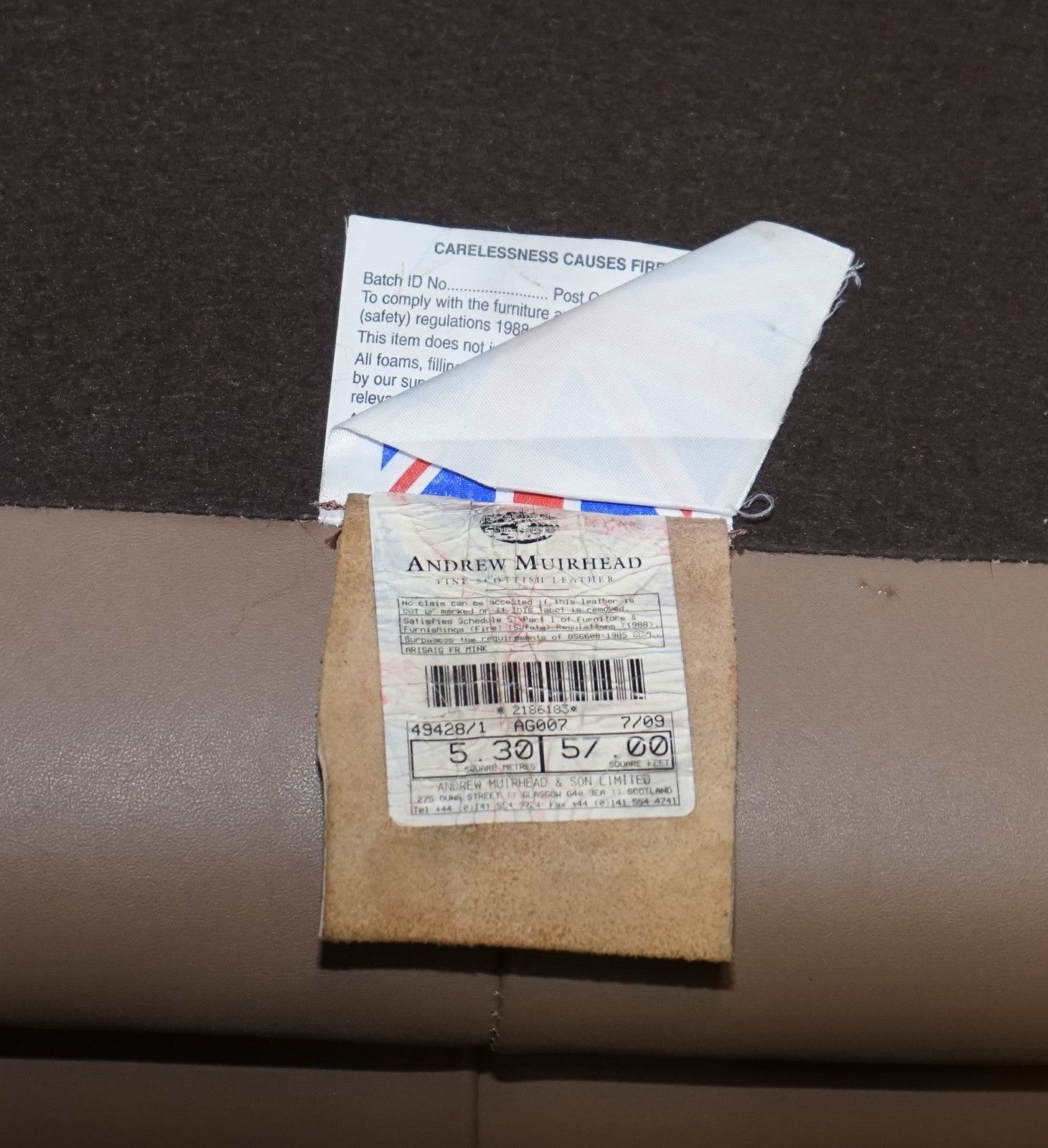 VINTAGE CHESTERFIELD ANDREW MUiRHEAD TAN LEATHER TUB TWO SEATER SOFA STUD DETAIL