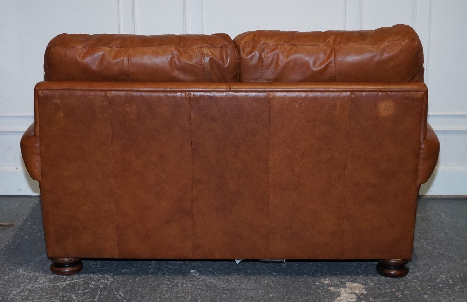 VINTAGE TETRAD CORDOBA TWO SEATER TAN LEATHER SOFA RETAILED BY JOHN LEWIS