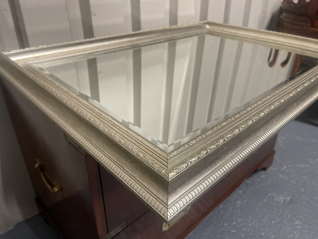 VINTAGE SILVER ORNATE BEVELLED MIRROR