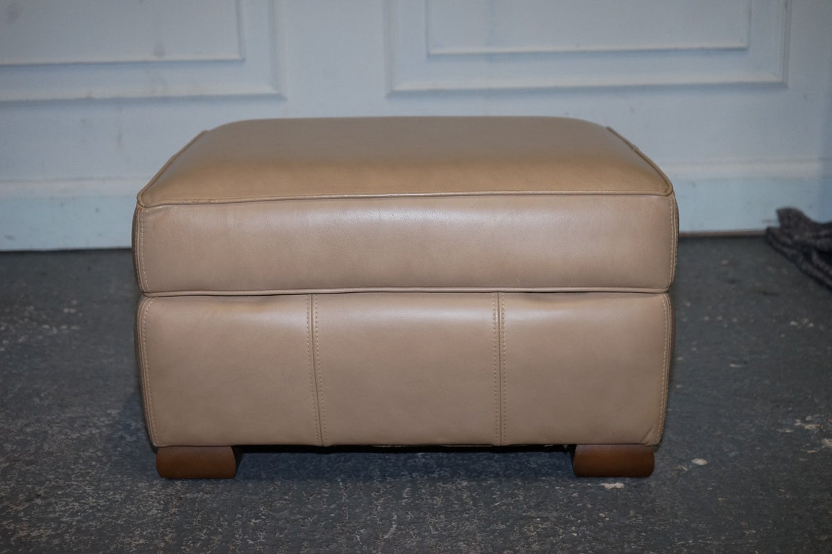 FINE LATTE BROWN LEATHER OTTOMAN FOOTSTOOL WITH STORAGE BY MULTIYORK ENGLAND