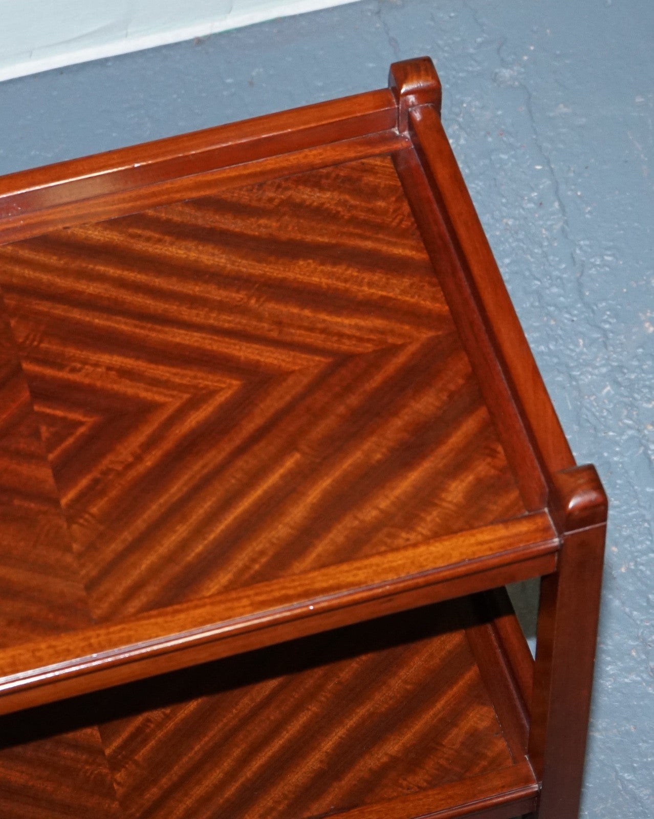 1960s VINTAGE TWO TIER WOODEN TEA TROLLET ON BRASS CASTERS
