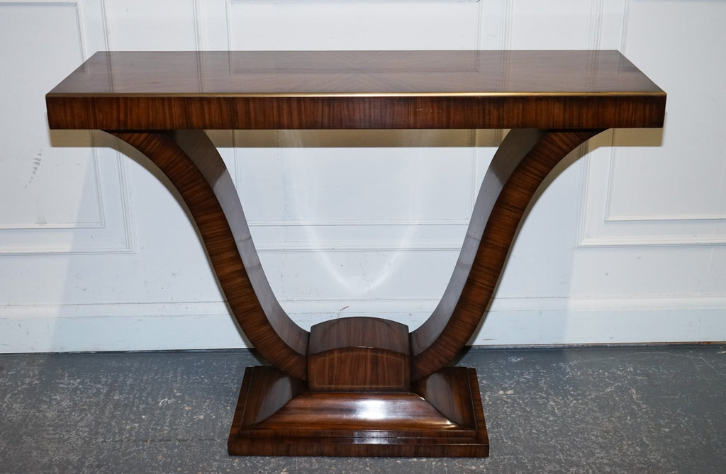 ART DECO EXOTIC MORADO & BRASS VANCUCCI SUNBURST CONSOLE BY THEODORE ALEXANDER