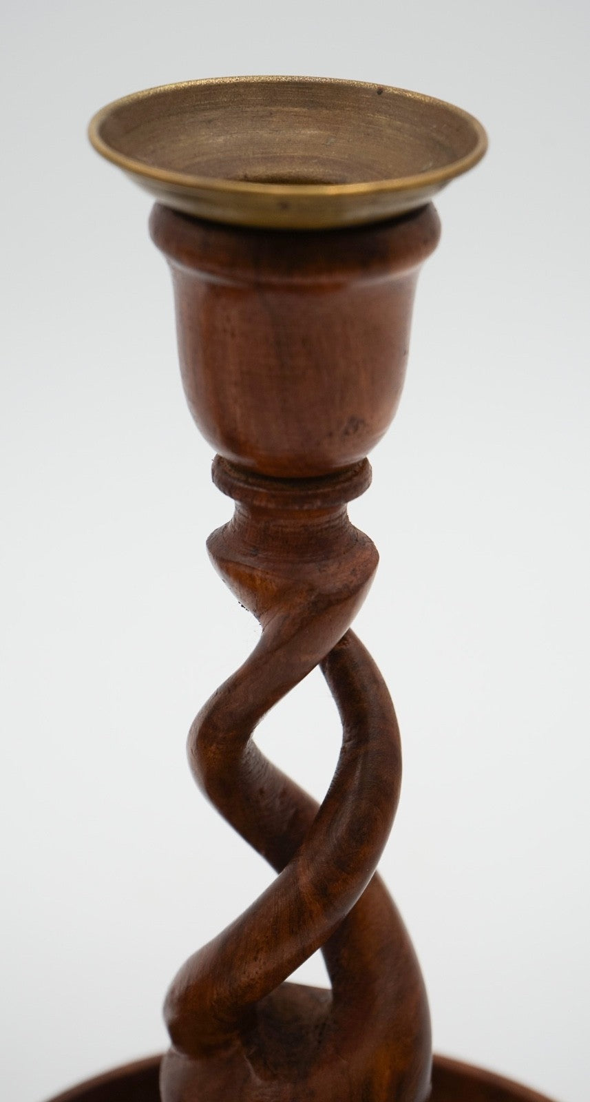 EARLY ViCTORIAN PAIR OF ENGLISH OAK BARLEY TWIST CANDLE STICKS (2)
