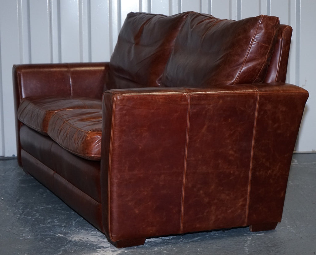 VINTAGE BROWN LEATHER TWO TO THREE SEATER SOFA