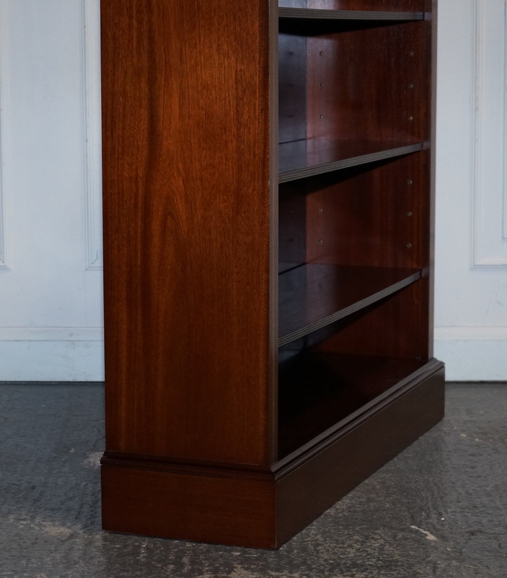 LARGE VINTAGE EDWARDIAN STYLE INLAID SHERATON OPEN BOOKCASE ADJUSTABLE SHELVES