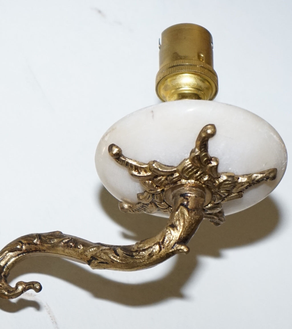 1960'S PAIR OF ALABASTER & BRASS TWIN WALL LIGHTS