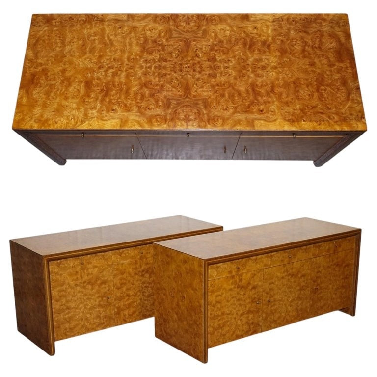 WARD BENNET BRICKEL ASSOCIATES RESTORED PAIR OF BURR WALNUT SIDEBOARDS
