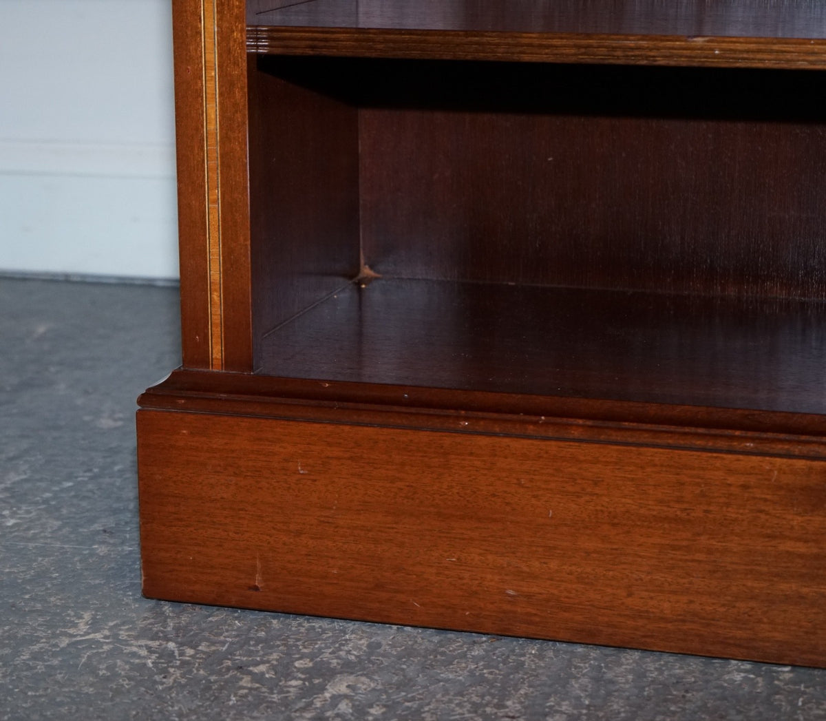 LARGE VINTAGE EDWARDIAN STYLE INLAID SHERATON OPEN BOOKCASE ADJUSTABLE SHELVES