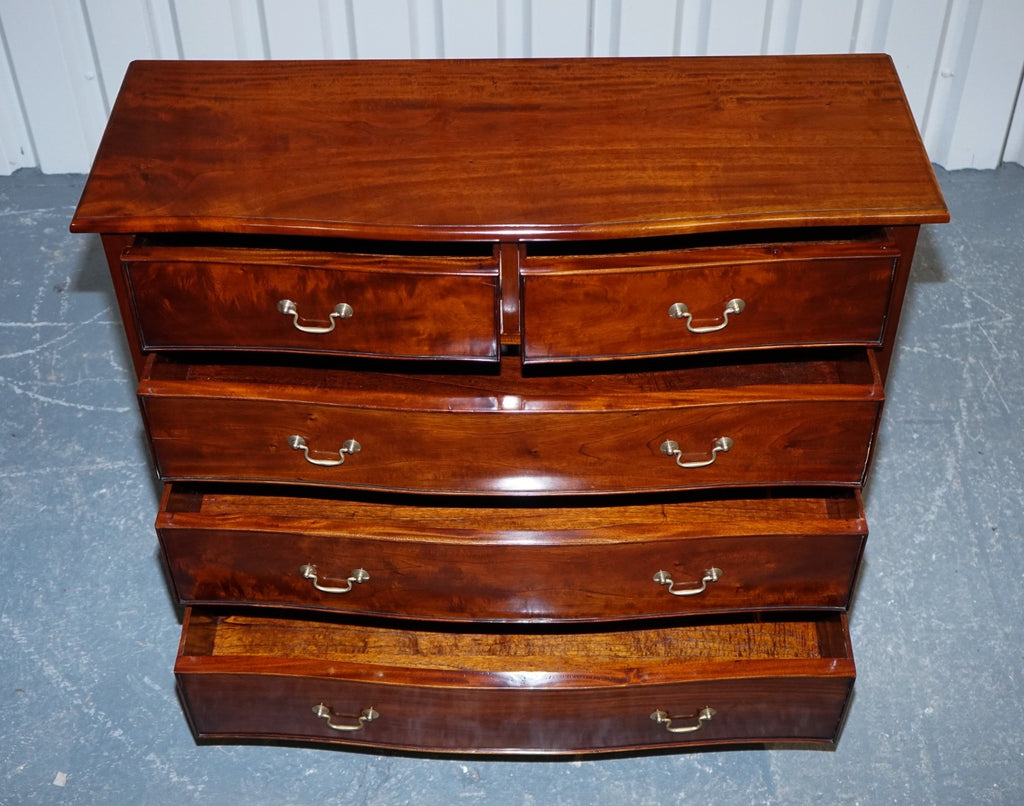 GEORGIAN REVIVAL STYLE SERPENTINE CHEST OF DRAWERS MADE BY BRIGHTS OF NETTLEBED