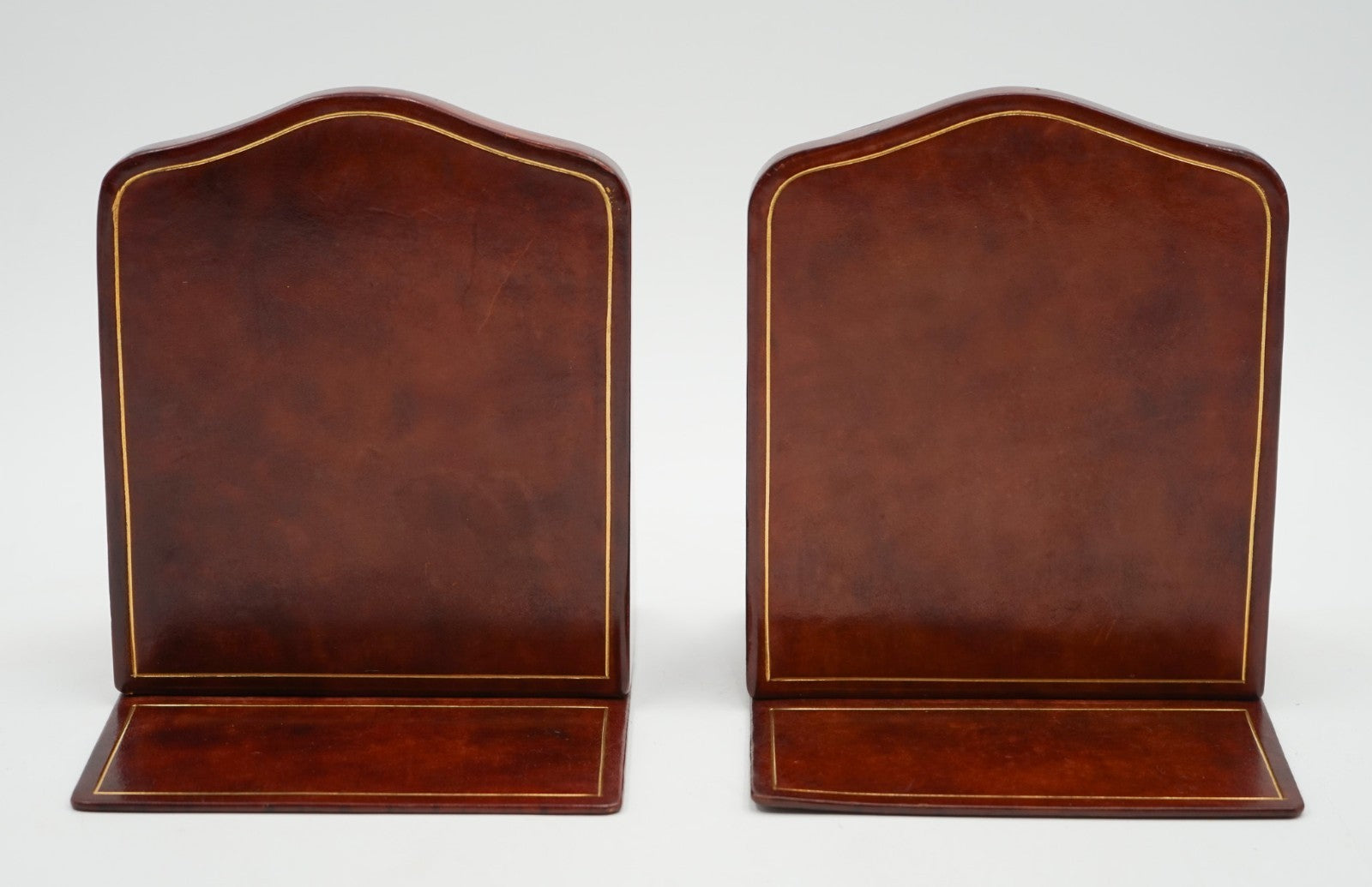 RARE PAIR OF ANTIQUE ASPREY LONDON LEATHER BOOK ENDS
