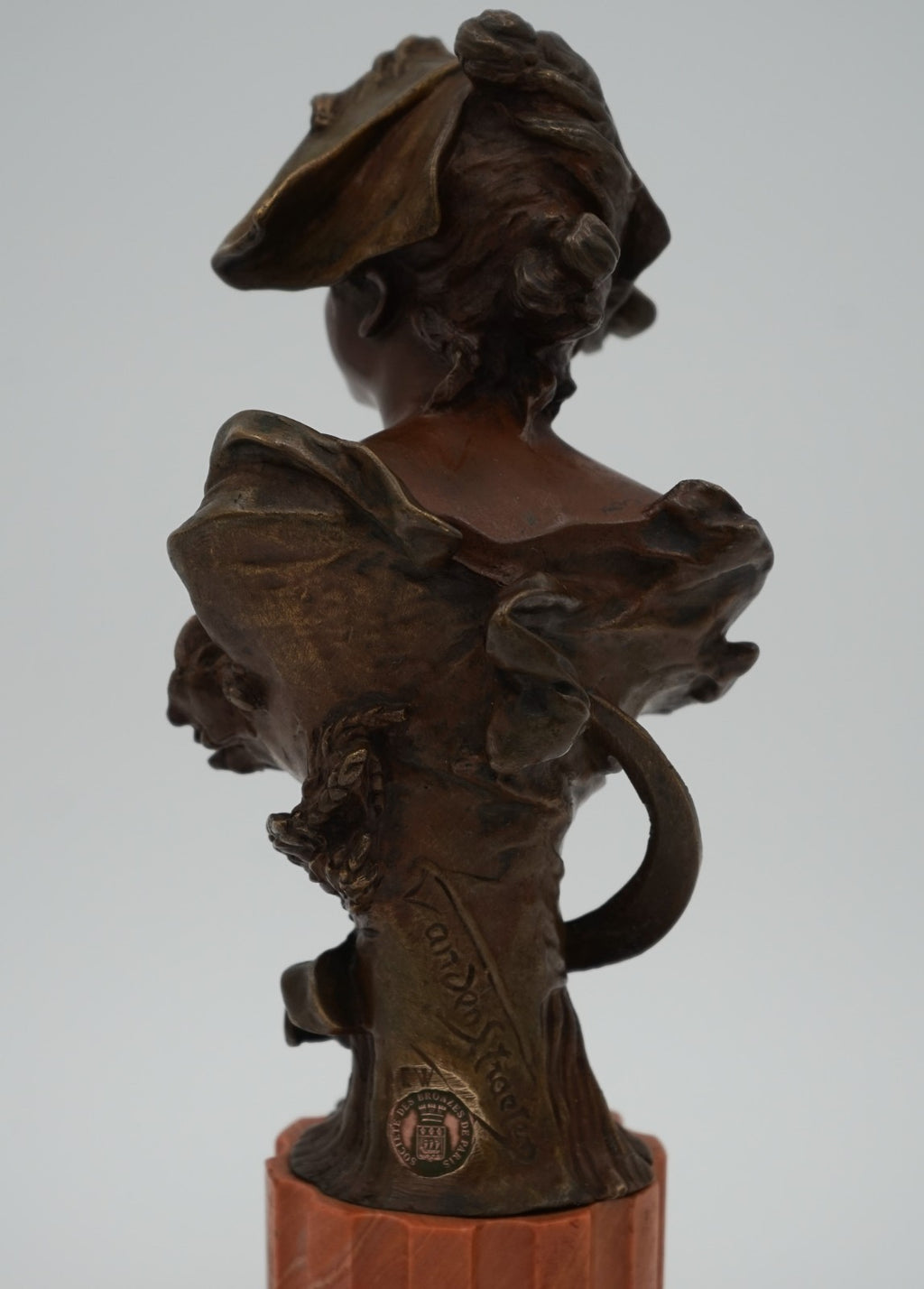 ANTIQUE 1885-1930 GEORGE VAN DER STRAETEN BRONZE BUST OF DUTCH LADY