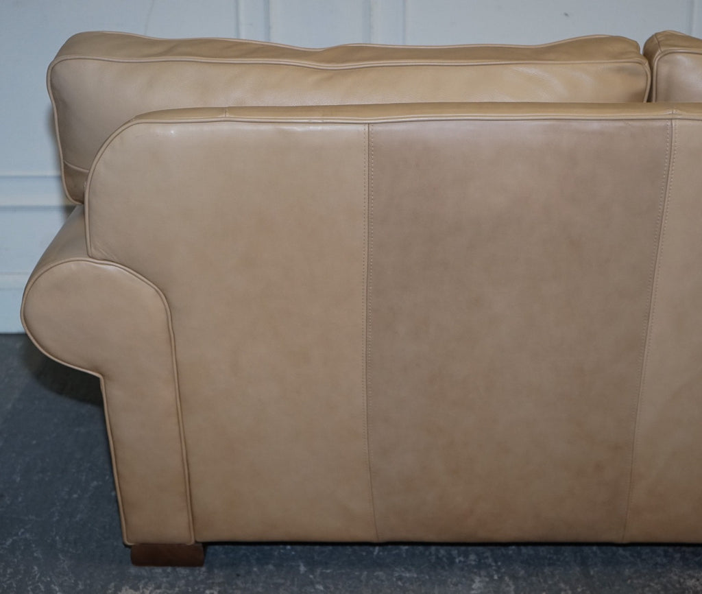 FINE LATTE BROWN LEATHER TWO SEATER SOFA MADE BY MULTIYORK ENGLAND