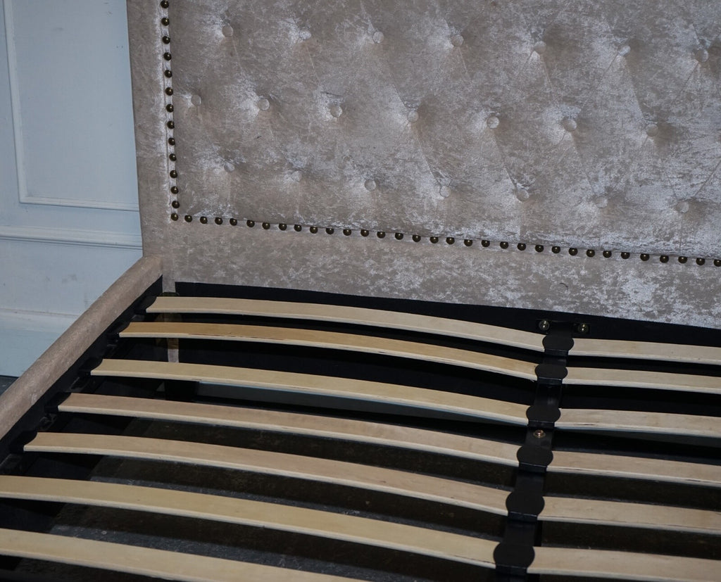 BEAUTIFUL BABY PINK VELVET DOUBLE BED FRAME