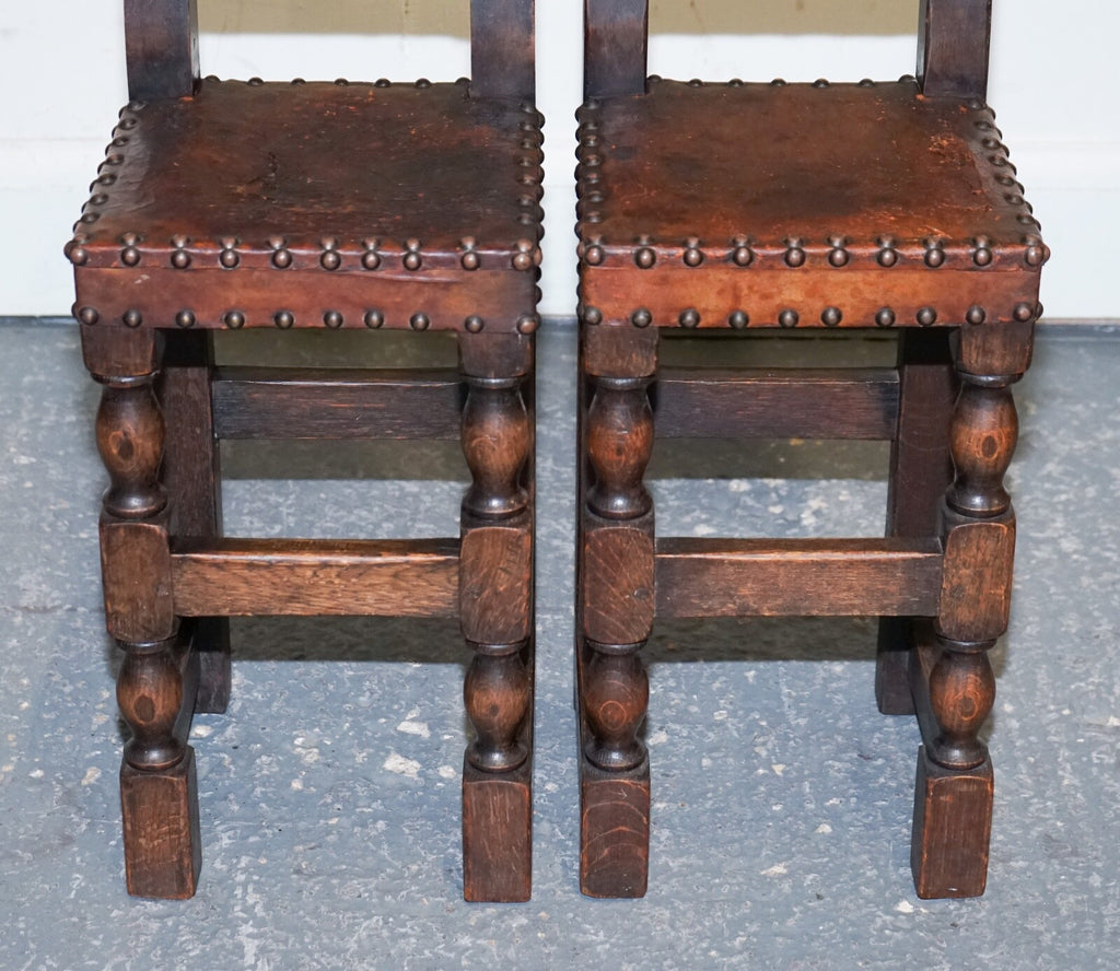 BEAUTIFUL PAIR OF DECORATIVE  17TH CENTURY REVIVAL OAK CHILDS CORRECTION CHAIR