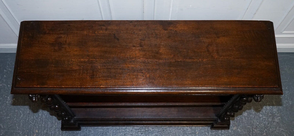 ANTIQUE CIRCA 1800 OAK GREENMAN & LIONHEADS DWARF OPEN BOOKCASE