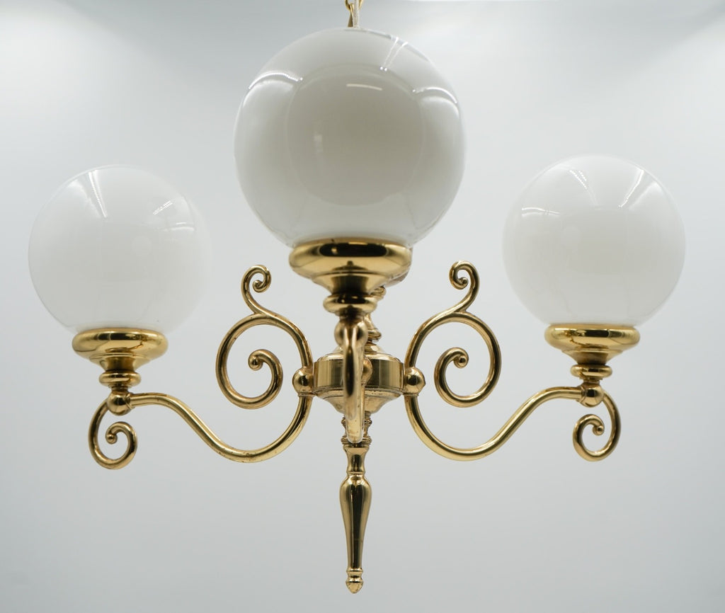 VINTAGE ART DECO STYLE CEILING CHANDELIER THREE ARM PENDANT (2/2)