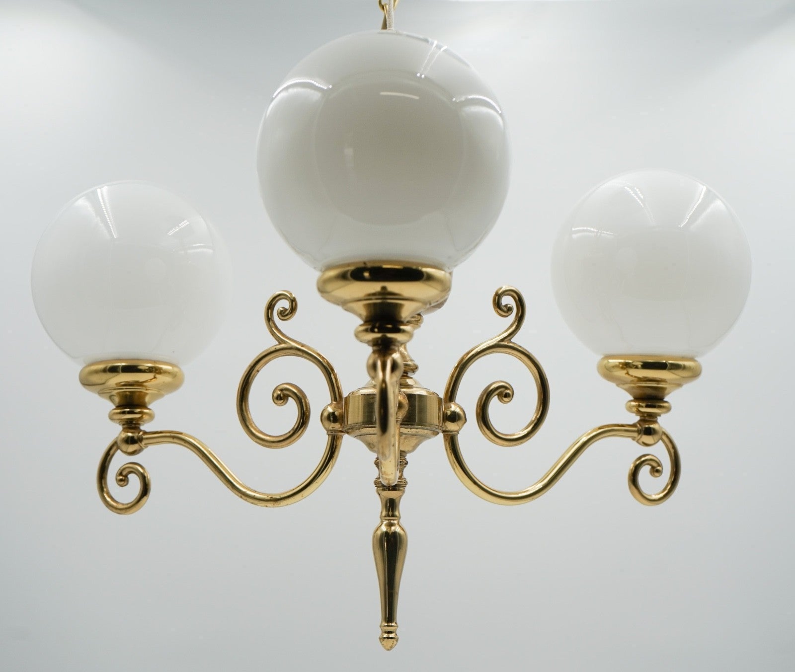 VINTAGE ART DECO STYLE CEILING CHANDELIER THREE ARM PENDANT (2/2)