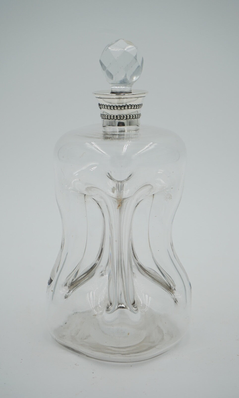 ANTIQUE 1891 WILLIAM HUTTON & SONS LONDON STERLING SILVER COLLAR PINCH DECANTER