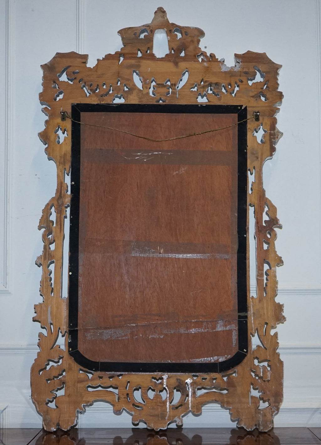 VINTAGE MID CENTURY ITALIAN BAROCCO STYLE SILVER HAND PAINTED WALL MIRROR