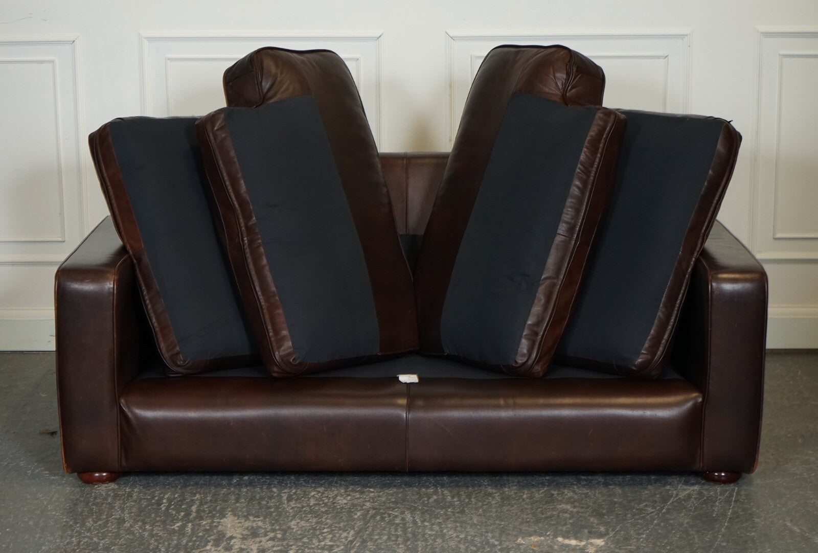 VINTAGE DISTRESSED BROWN LEATHER TWO TO THREE SEATER SOFA