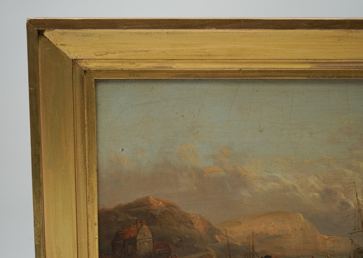 ANTIQUE 1868 SIGNED AND DATED VICTORIAN COASTAL OIL PAINTING BY JAMES WEBB