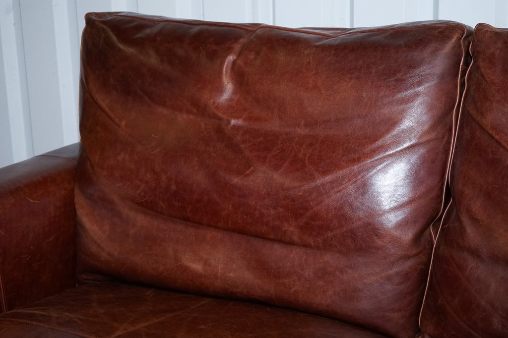 VINTAGE BROWN LEATHER TWO TO THREE SEATER SOFA