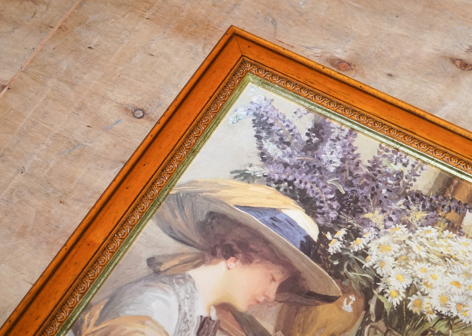 VINTAGE PRINT PAINTING ''SUMMER DAYS'' BY ROBERT STUBNER WOODEN FRAME 63 X 52 CM