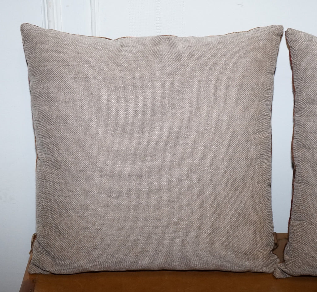 VINTAGE PAIR OF CLASSIC BALMORAL FIRED EARTH WOOL SCATTER CUSHIONS