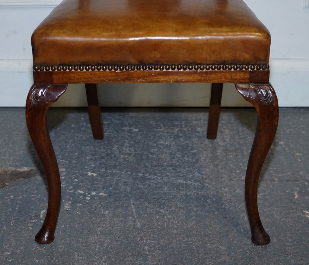 SCOTTISH VICTORIAN SET 12 RESTORED DYED LEATHER DINING CHAIRS BY JOHN TAYLOR