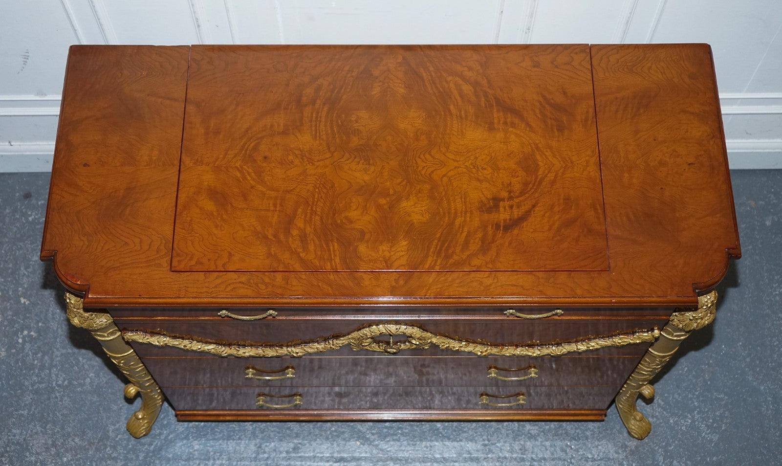 LARGE FAUX CHEST OF DRAWERS HIDDEN TV CABINET FRENCH EMPIRE STYLE