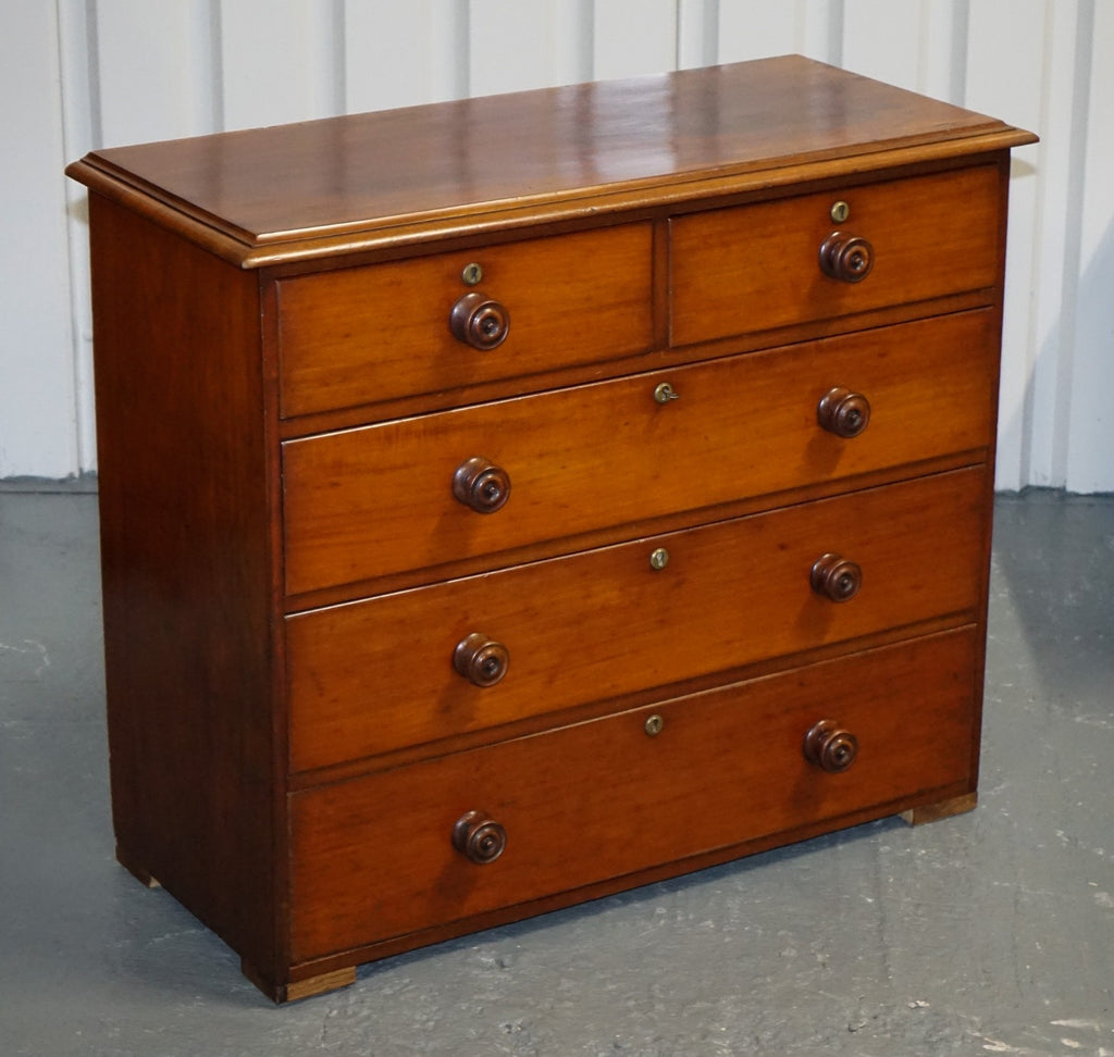 LARGE EARLY VICTORIAN CHEST OF DRAWERS WITH ORIGINAL KNOBS AND LOCKS