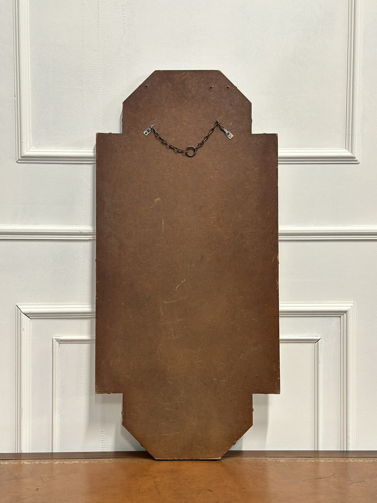 LARGE DECORATIVE 1920s ART DECO PEACH GLASS FLOWER PETAL MIRROR