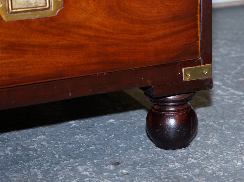 ANTIQUE VICTORIAN MILITARY CAMPAiGN CHEST OF GRADUATED DRAWERS