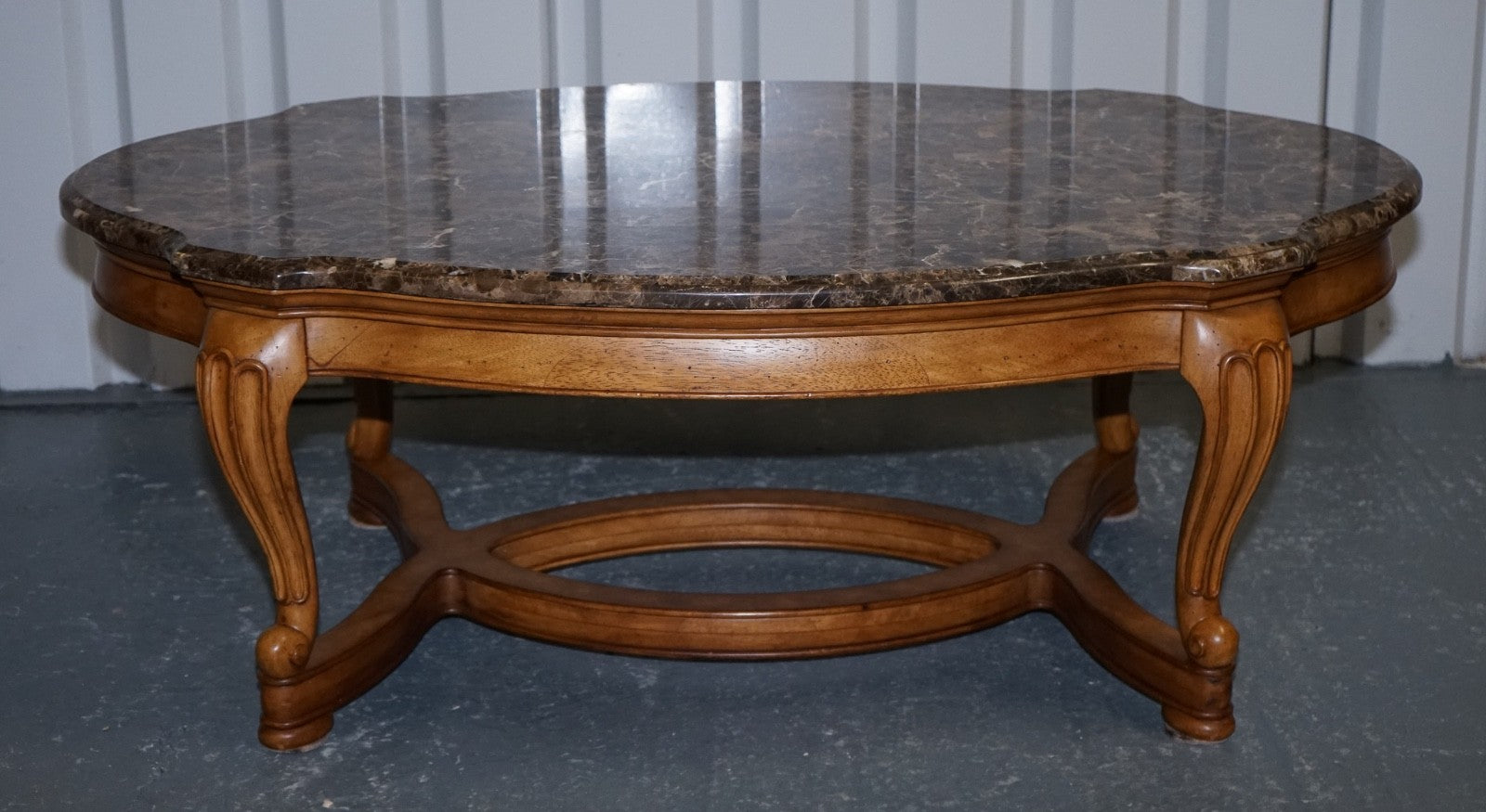 VINTAGE FRENCH STYLE COFFEE TABLE WITH FAUX MABRLE TOP