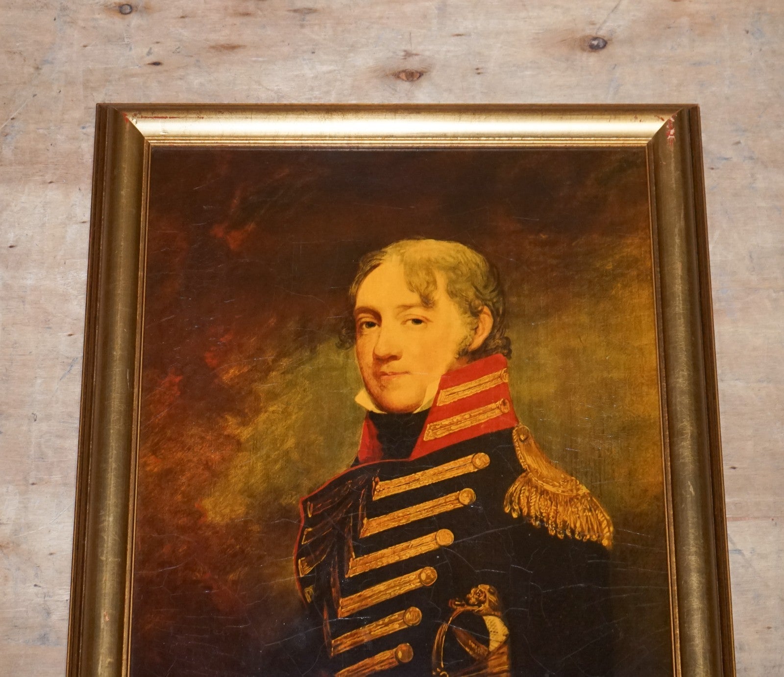 VINTAGE PRINT GILTED FRAME GENERAL JOHN R. FENWICK BY GILBERT STUART 71 X 61 CM