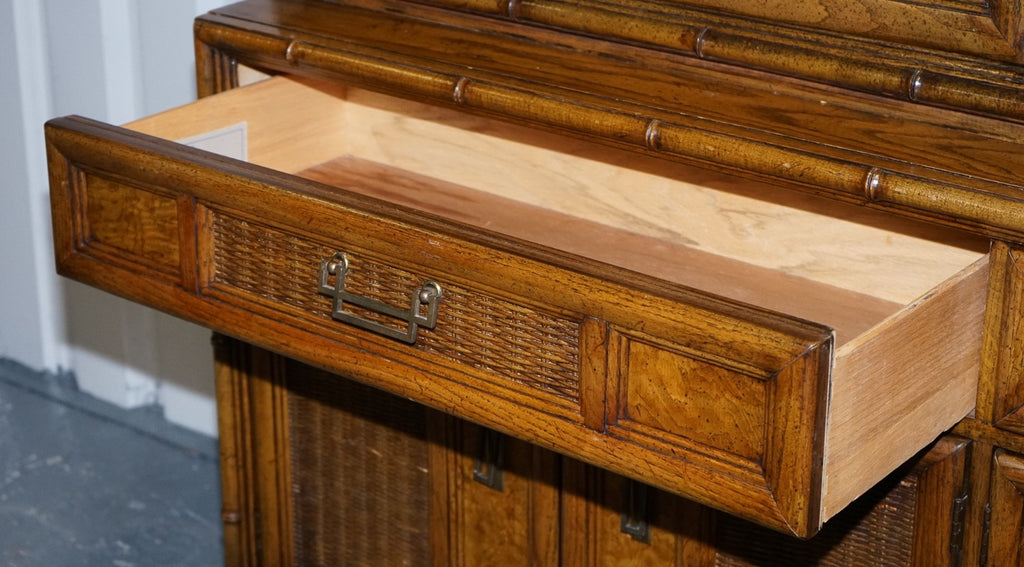 VINTAGE AMERICAN FAUX BAMBOO STYLE DISPLAY CABINET BOOKCASE BY BURLINGTON