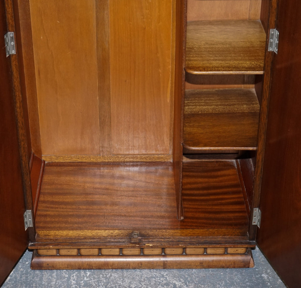 STUNNING ART DECO 1920'S PETITE BURR WALNUT TWO DOOR WARDROBE OR AMOIRE