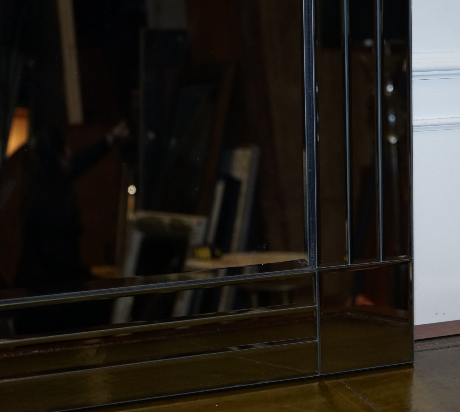 LOVELY EXTRA LARGE BEVELLED SiLVER ALL GLASS WALL MIRROR (2/2)