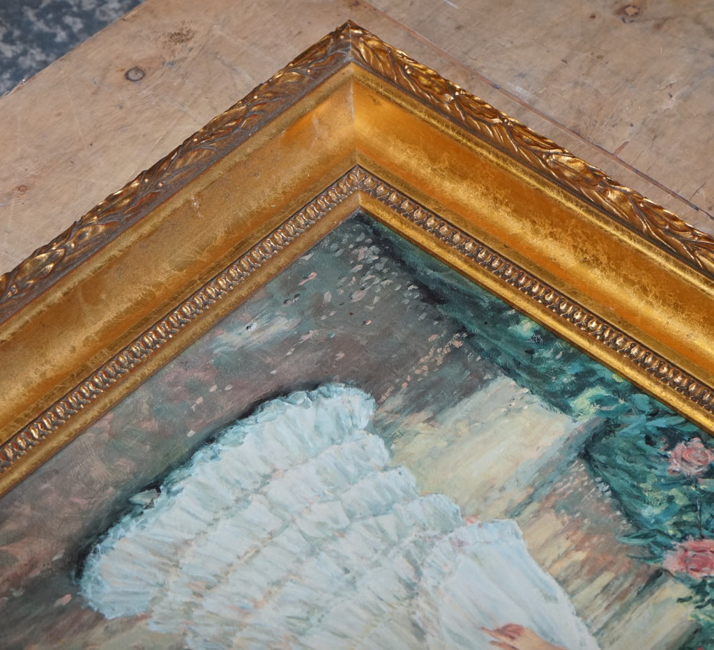 VINTAGE OIL PAINTING ''ENGLISH ROSE'' BY ALAN MALEY GILTED FRAME 80 X 65 CM