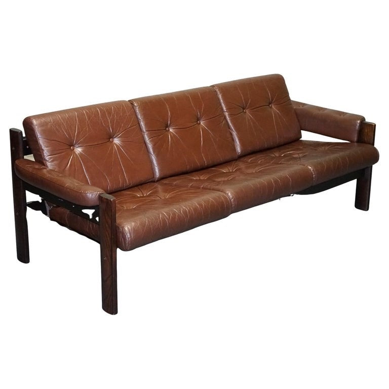 SCANDiNAVIAN ViNTAGE EKORNES STRESSLESS THREE SEATER SOFA