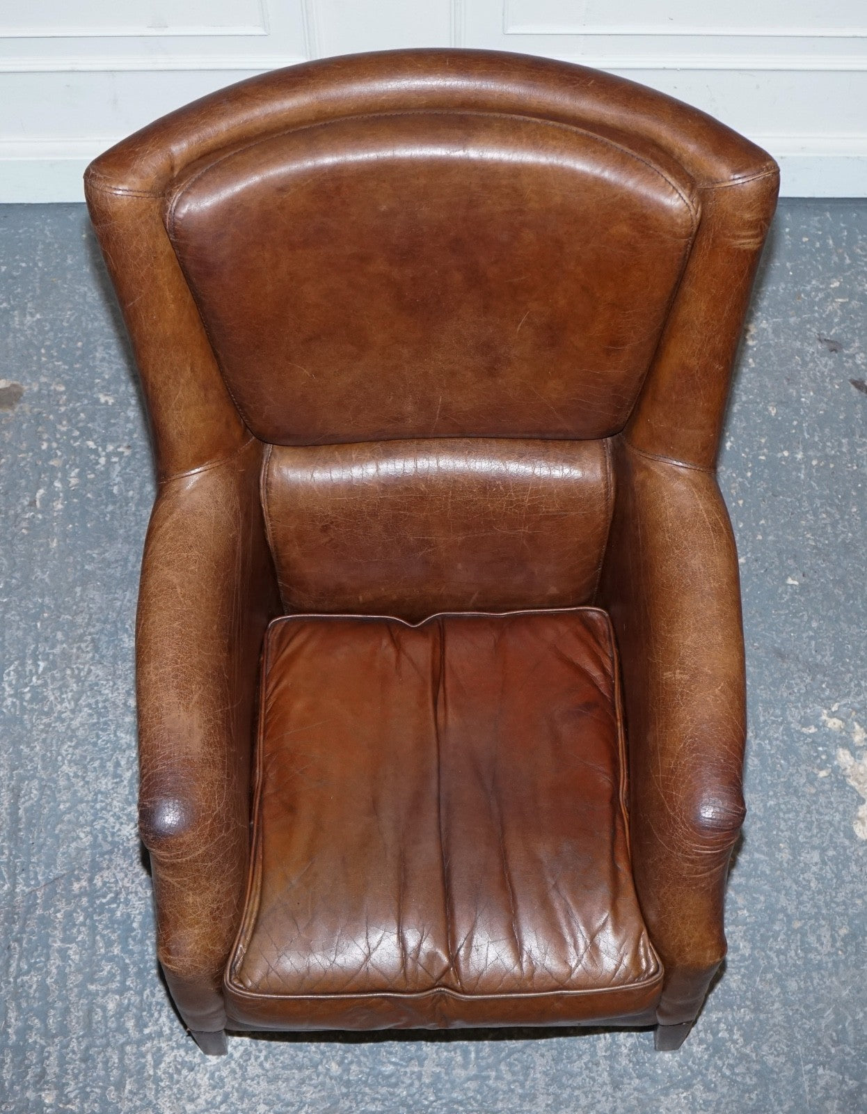 VINTAGE BROWN HERITAGE LEATHER READING LOUNGE ARMCHAIR HALO TIMOTHY OULTON STYLE