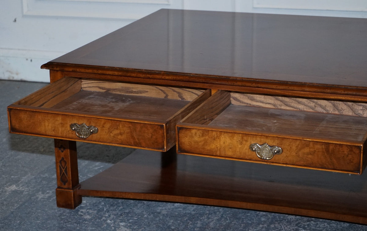 LARGE GEORGIAN STYLE BURR WALNUT COFFEE TABLE BY BRIGHTS OF NETTLEBED LONDON