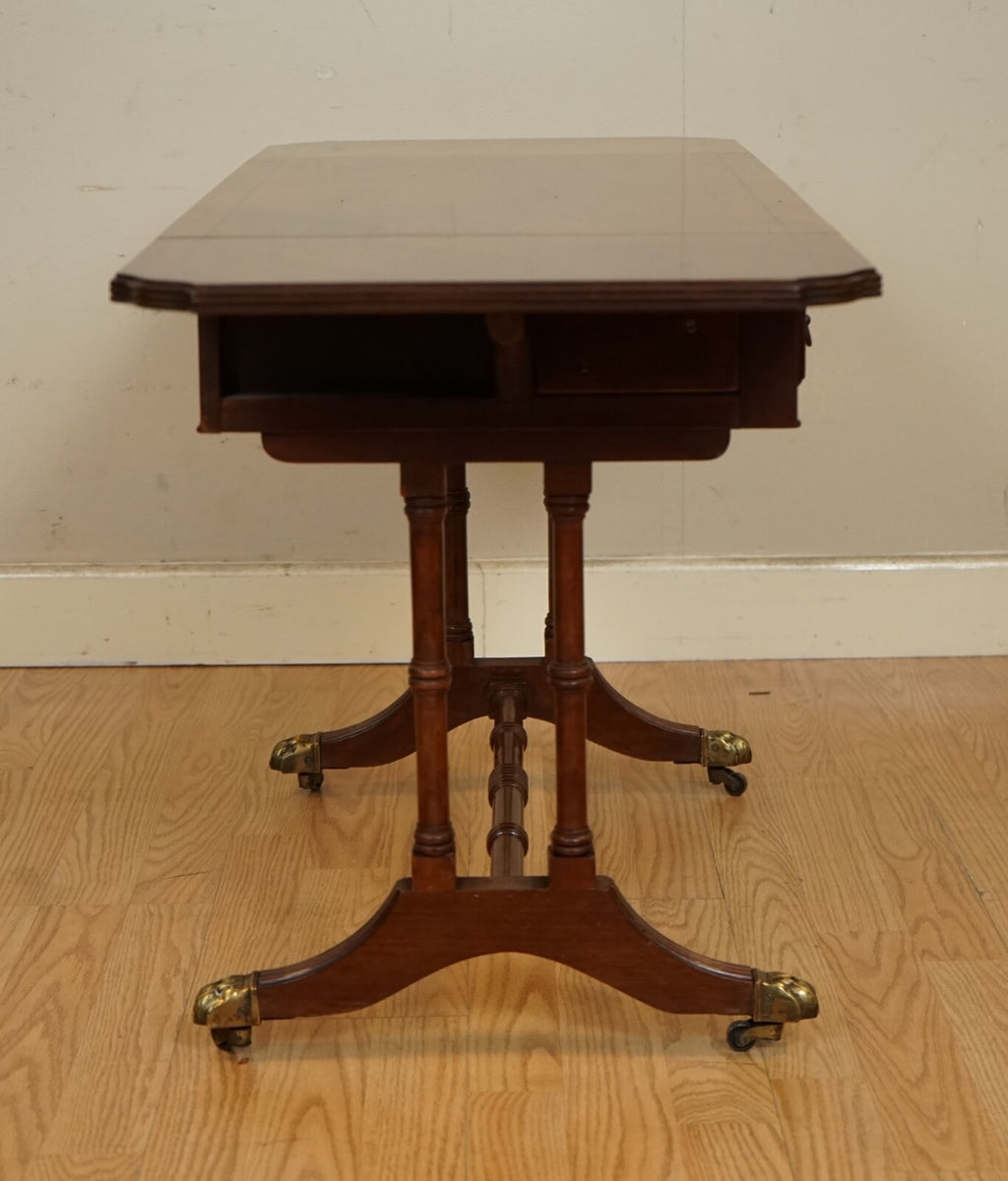 LOVELY VINTAGE FLAMED MAHOGANY EXTENDING DROP LEAF SIDE END TABLE