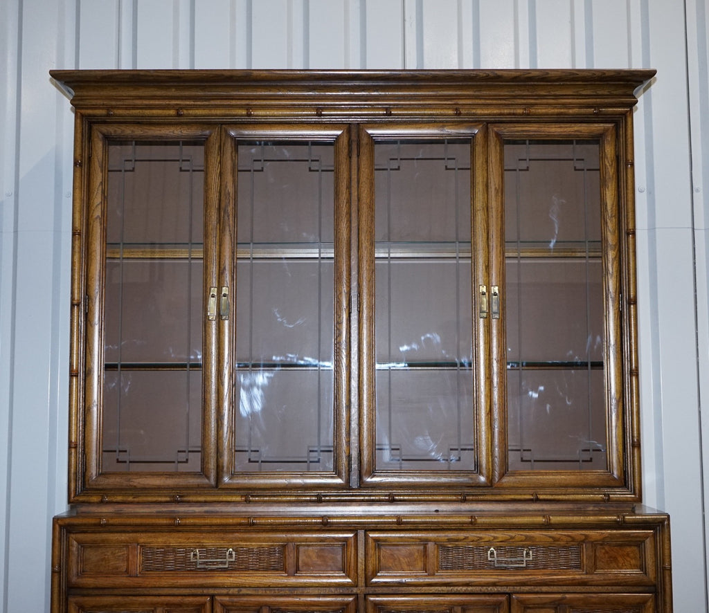 VINTAGE AMERICAN FAUX BAMBOO STYLE DISPLAY CABINET BOOKCASE BY BURLINGTON