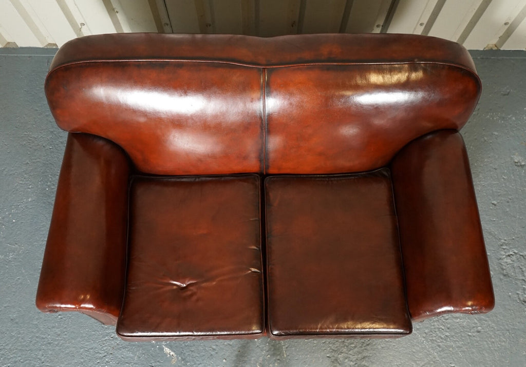 RESTORED VICTORIAN MAROON DYED LEATHER SUITE CLUB ARMCHAIRS GENTLEMAN CLUB SOFA